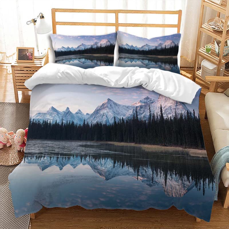Forest Duvet Cover Magical Woodland Jungle Comforter Cover Dreamy Misty Scene Bedding Set For Girls Boys Full Queen King Size