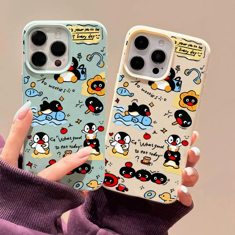 Handyhülle für iPhone 11 13 Hülle iPhone 12 14 15 16 Pro Max 12 Pro 15 Plus Leder lackiert wasserdicht sturzsicher und verschleißfest Cartoon