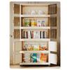 Plastic Storage Cabinet Transparent Door Stackable Design Multi Layer Cabinet Simple Assembly With Wheel Large Capacity Storage
