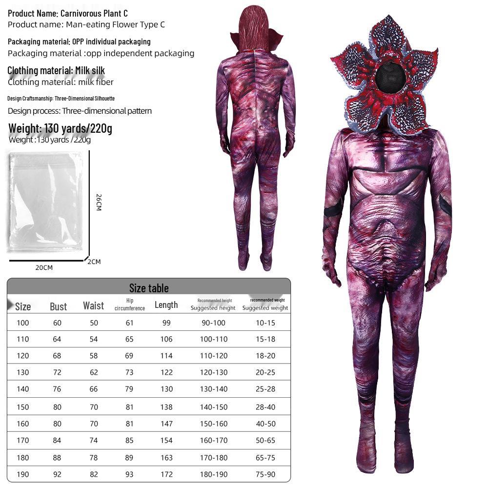 Stranger Things 5 Vleesetende Plant Horror Jumpsuit voor Halloween Cosplay
