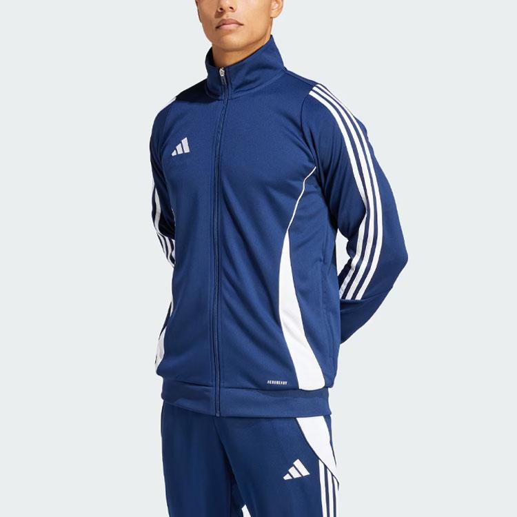 Adidas Tiro 24 Training Jacket Color Block Long Sleeve Retro Sports Stand Collar Jacket Men jackets Navy-Blue IR7498
