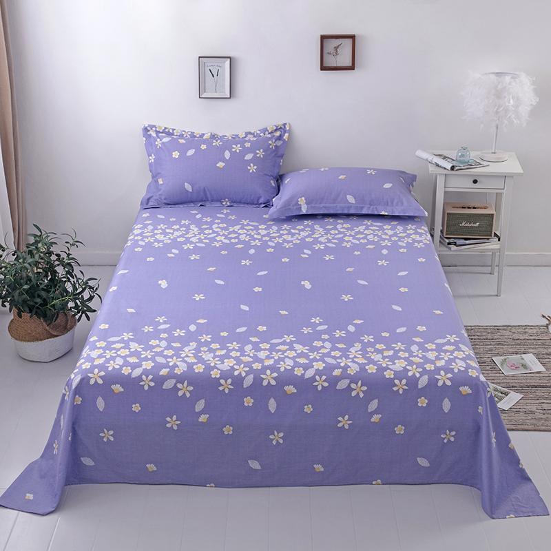 100% Cotton Country Floral Flat Sheet 3 Pieces Tulip Bed Sheet Set Soft Botanical Flower Blossoms Bed Cover with 2 Pillow Cases