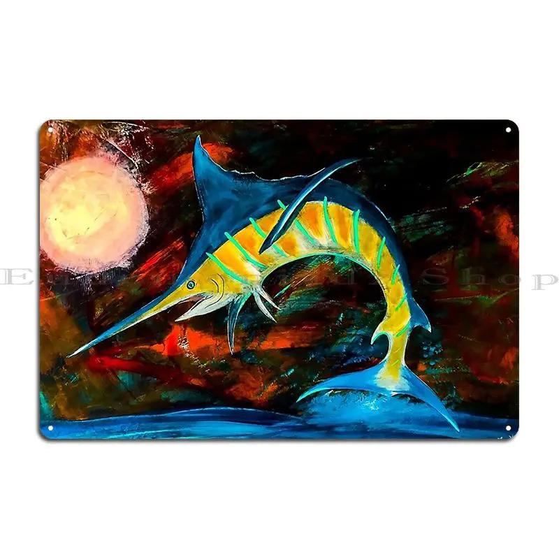 Blue Marlin Metal Plaque Club Garage Club Bar Customized Cinema Tin Sign Poster 20x30cm（7.8x11.8inch）