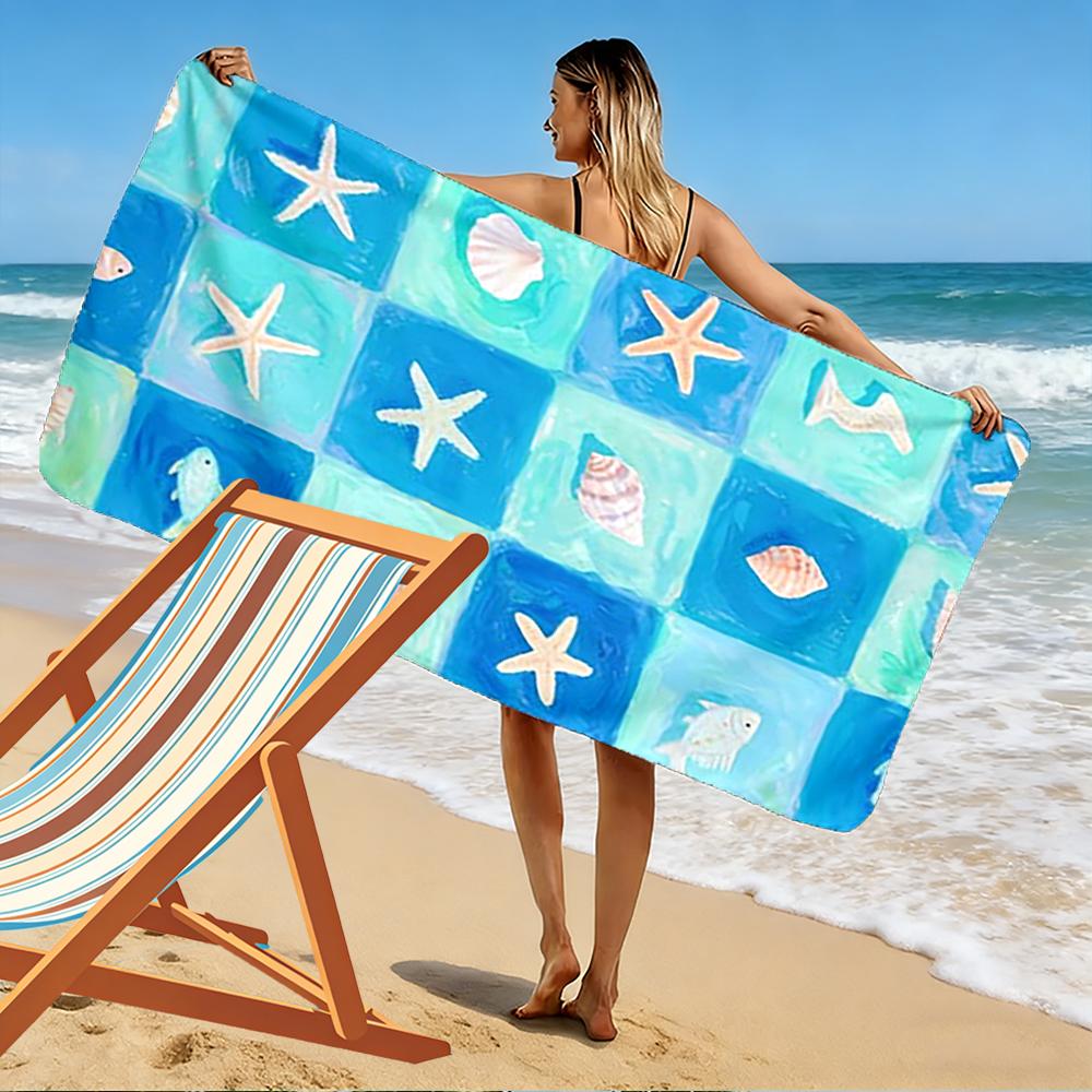 Seashells and Starfish Ocean Design Beach towel quick-drying for travel outdoor sports jogging beach and swimming