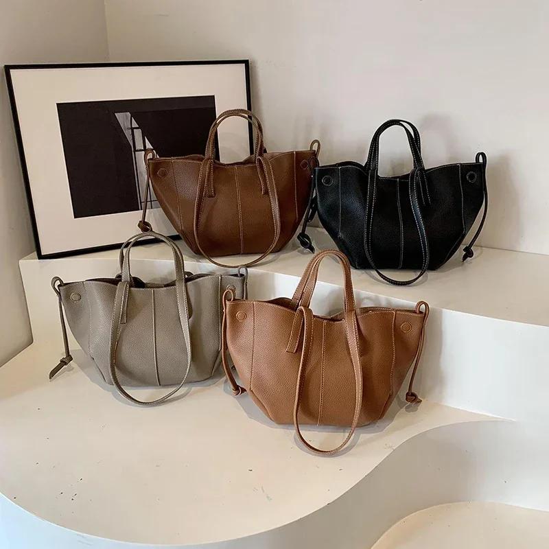 Tragbare PU-Reißverschluss-Einkaufstasche einfarbig neue große Kapazität modische Damen Premium einzelne Schulter Achselhöhlen