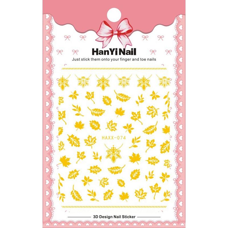 1 Sheet 3D Adhesive Nail Sticker Geometric Patterns Flowers Butterfly Decal for Nail Art Decoration