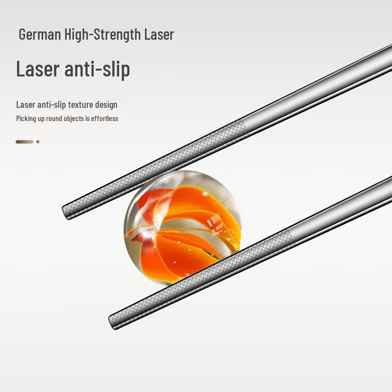 OMINGDY 316L Stainless Steel Anti-Slip Antibacterial Chopsticks - 1 Pair