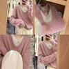 Korean Style Green V-Neck Knit Two-Piece Look Sweater - Women's Autumn/Winter Soft and Stylish Top