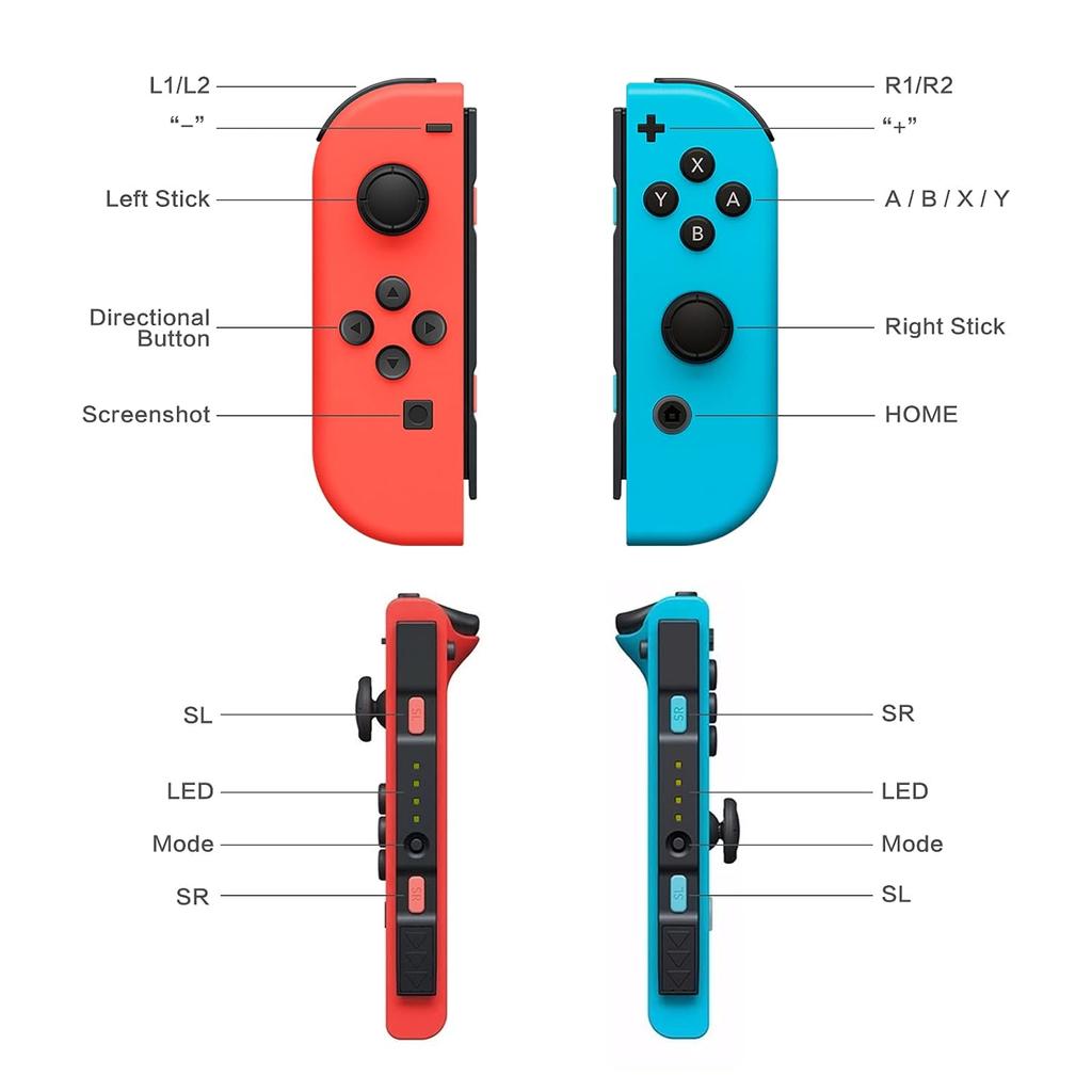 2er Set Joy-con Kabellos Game Controller Für Nintendo Switch/ Lite/oled Gamepad