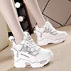 Spring and Autumn Edition New Fashionable Thin Thick soled Height Increasing Casual Sports White Shoes Women's Super High Heels