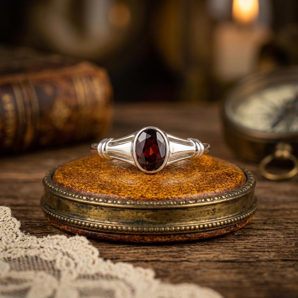 Natural Red Garnet Ring, Birthstone Ring, Dainty Women Ring, Solitaire Ring, Solid 925 Sterling Silver Ring, Engagement Gift, Ring For Her
