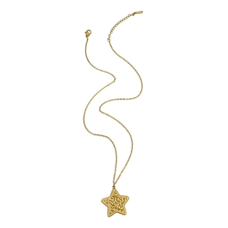 Fashionable Oval Pendant Necklace Charm Necklace Elegant Star Necklace Stainless Steel Texture Present for Fashion Lady