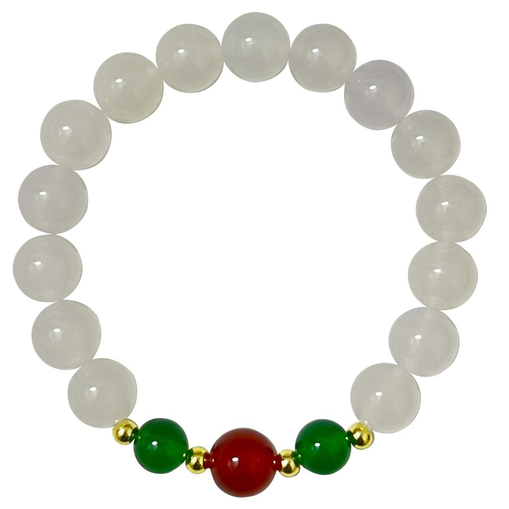 Semi-Precious Gemstones Beaded Bracelets for Women 10mm Agate Stone Round Beads Bangle Handmade DIY Jewelry Gifts