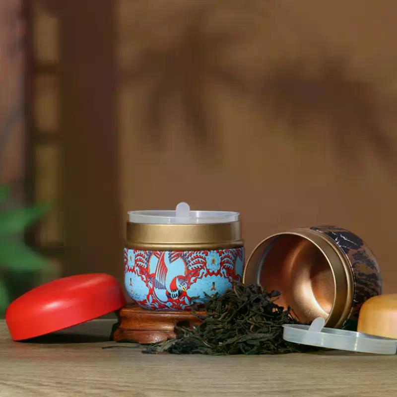 Portable Tea Cans Tinplate Herb Stash Sealed Cans Spice Storage Organizer Moisture-proof Container Box Kitchen Gadgets Food