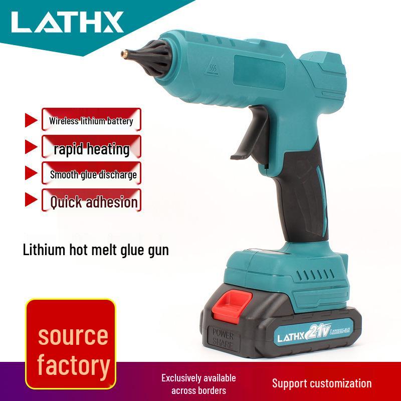 Makita-Style 18V Cordless Hot Melt Glue Gun with Cross-Border Rechargeable Lithium Battery - Compatible with 11mm Glue Sticks for Home Crafts.