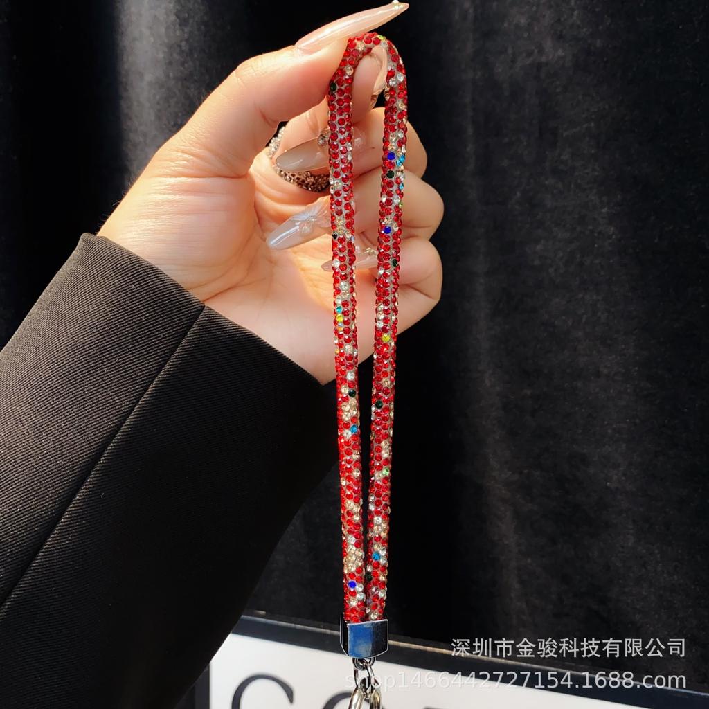 Phone Lanyard Colorful Dopamine Rhinestone Phone Chain Wrist Style High-End Fashion Versatile Hanging Decoration Wholesale