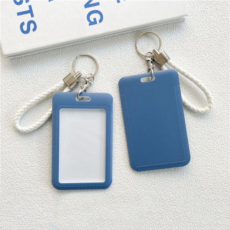 Multicolor Matte Plastic Id Card Holder Wrist Lanyard Scratch Resistant Shell For Students Office Workers Access Cards