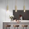 Bedroom Bedside Pendant Light, Modern Minimalist Cylindrical Minimalist Electroplated Long Line Pendant Light