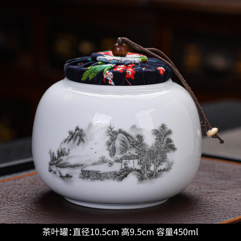 Creative Retro Tea Canister Ceramic Sealed Tea Storage Jar Moisture-proof Coffee Sugar Nuts Food Storage Jar Home Decor Jars