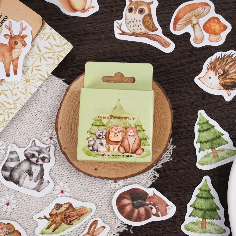 

45pcs/box Orest Animal Family Notes Decorative Stickers Scrapbooking Label Diary Stationery Album Phone Journal Planner