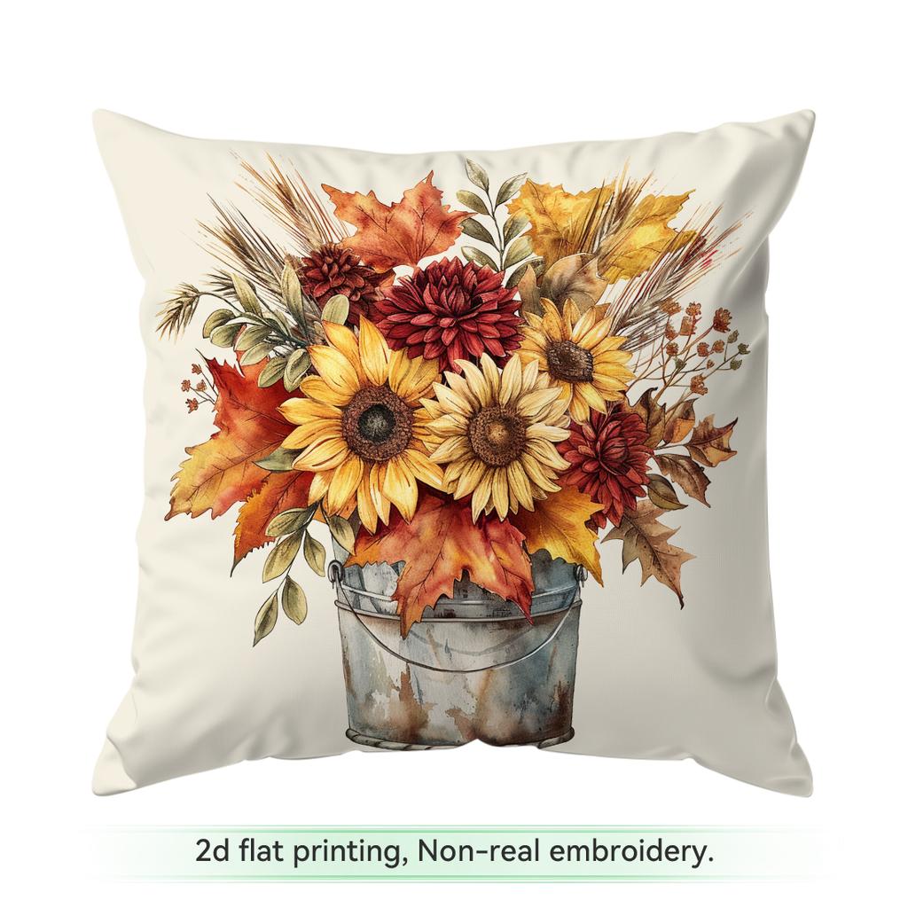 1pcs Autumn Warm Brown Floral Cushions Pillowcase Polyester Cushion Cover Throw Pillow Pillowcover Home Car Sofa Decor