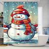 Tuniu Charming Snowman Winter Forest Shower Curtain Festive Holiday Bathroom Decor Cute Cozy Vibes