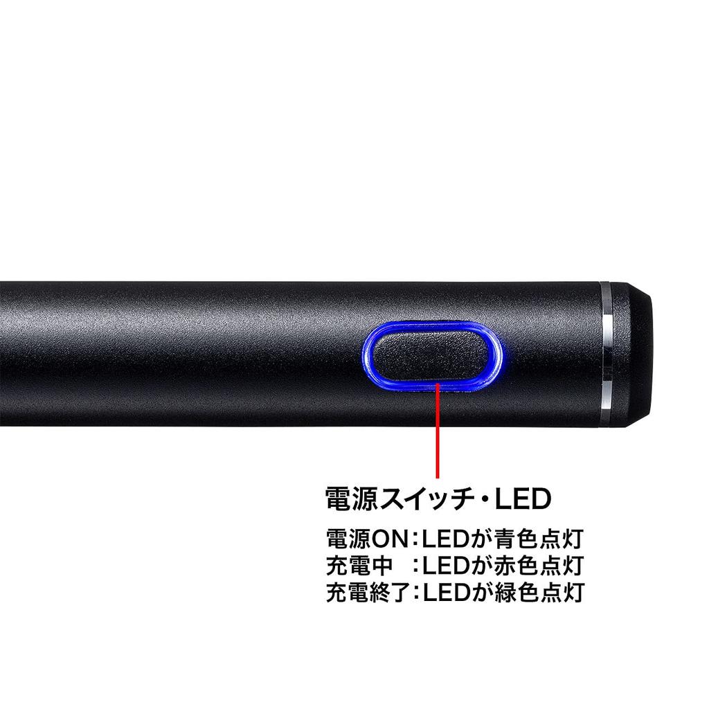 Sanwa Supply PDA-PEN47BK Rechargeable Stylus, Extra Fine Point, Black