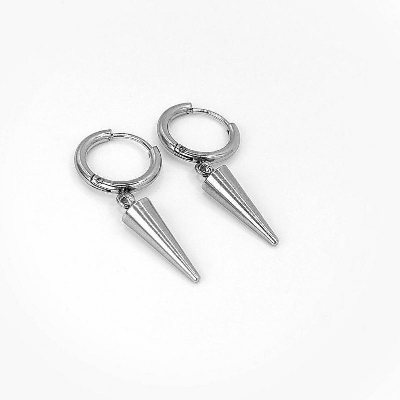 Gothic Silver Spike Tassel Dangle Earrings for Men