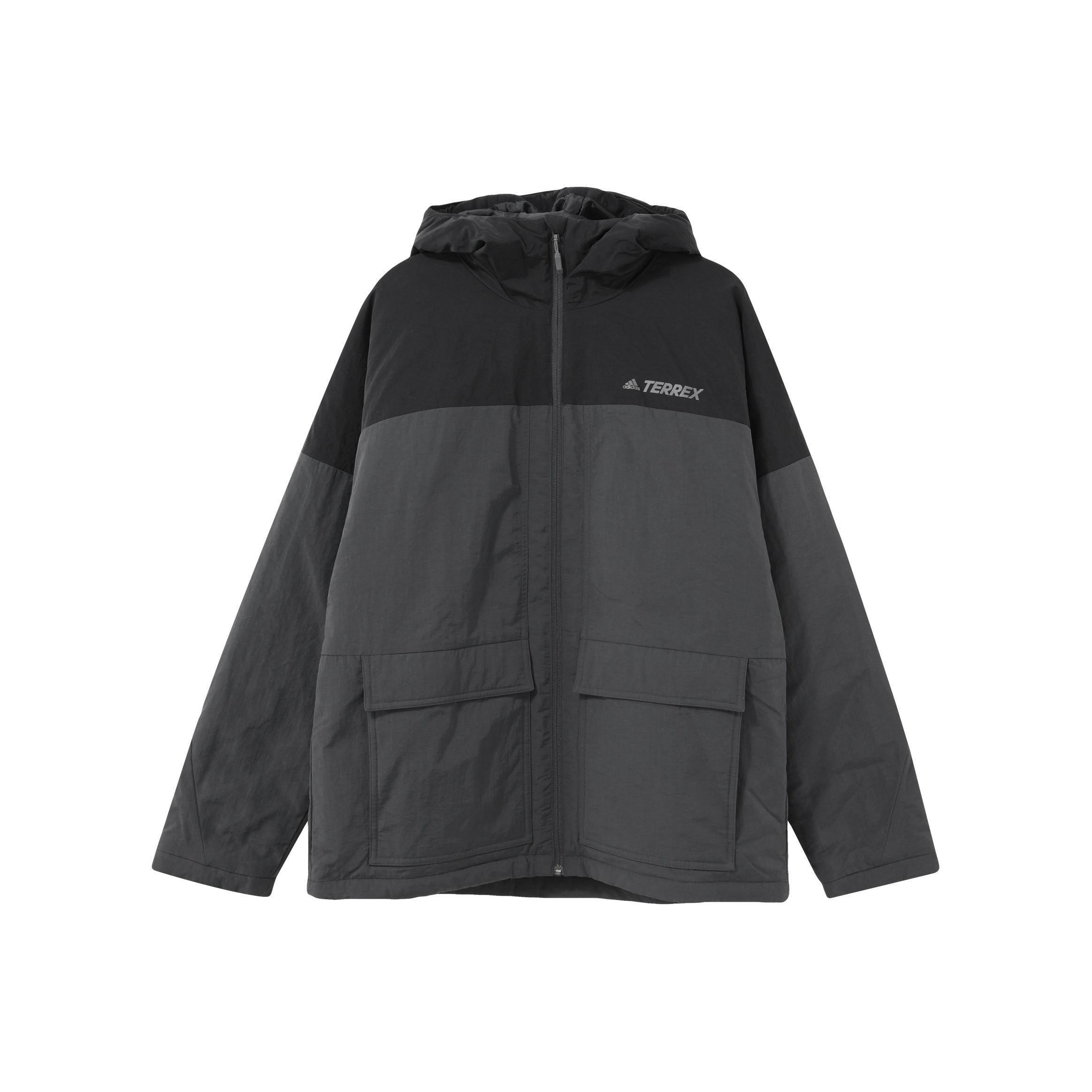 Adidas Terrex Spliced Warm Sports Hooded Cotton Jacket Winter Men Jacket Black HE7329 S