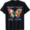 Gebrochene Wachsmalstifte malen immer noch. Psychische Gesundheit zählt. Awareness-T-Shirt
