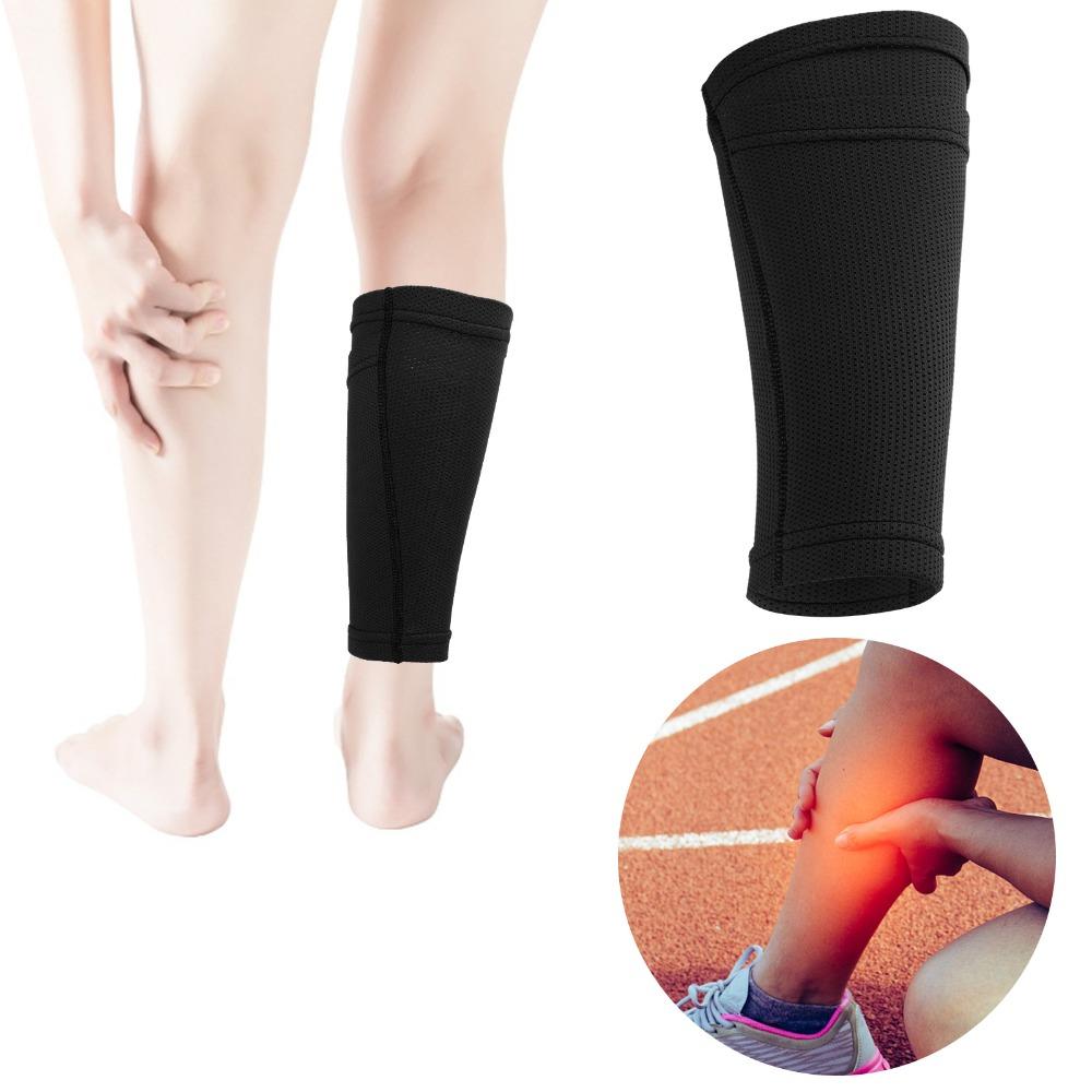 2pcs Breathable Compression Calf Sleeves Elastic Double Layer Shin Pad Football Practice