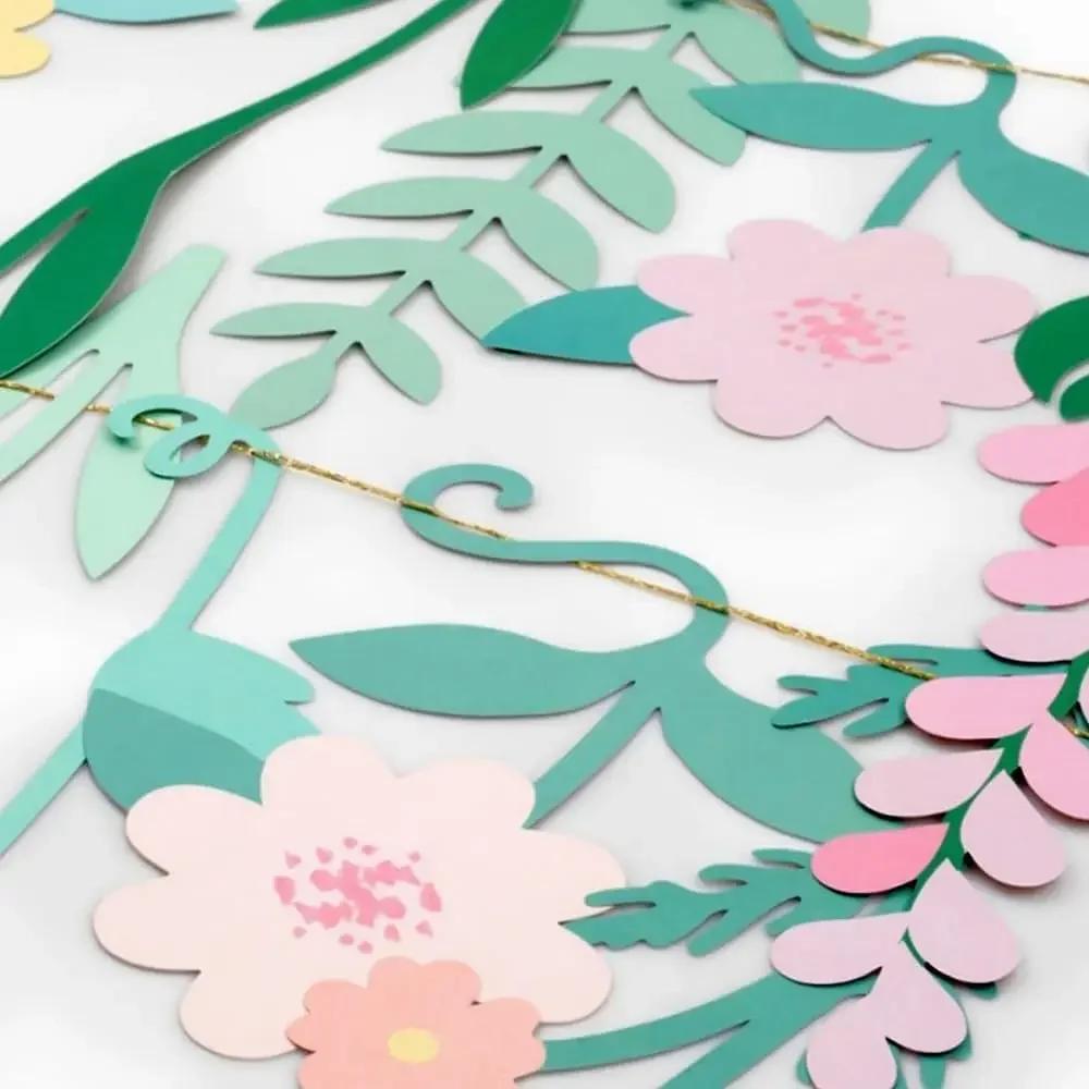 Lange Blätter Blumengirlande Kinderzimmer Hängeanhänger Frühlingsfenster Alles Gute zum Geburtstag Partydekorationen Blumenfotografie