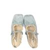 Evening women's shoes gentle flat French Mary Jane half slippers bow single shoes spring and summer retro blue ballet shoes
