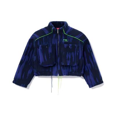 Li Ning 21FW Wu Chuang Wu Yi Fleece Stehkragen Sport Zip Kurzarmjacke Damenjacken Blau AFDR808-2
