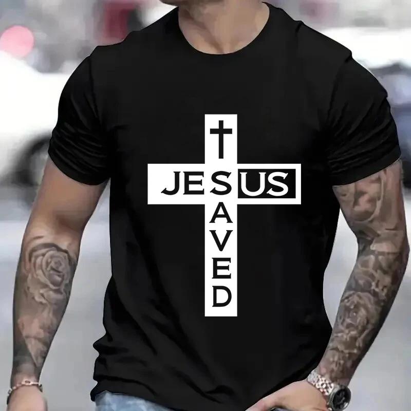 Y2k T-shirts for Men Clothes Short Sleeve T-shirts for Men Women's Tops Woman Jesus Saved My Life Unisex Oversized T-shirt Tops