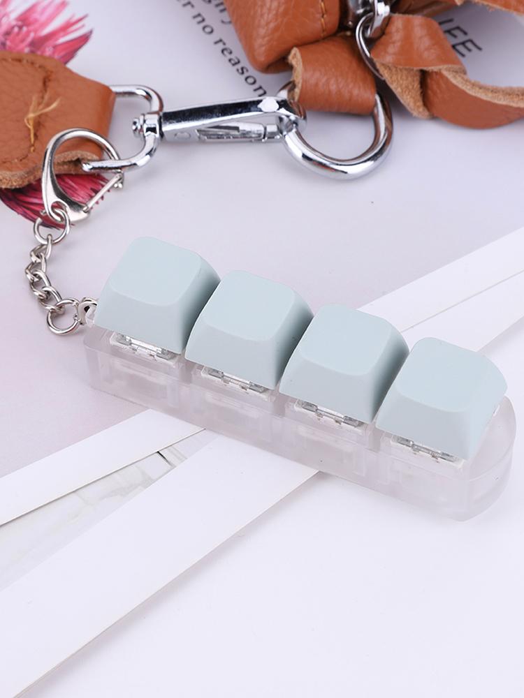 Button Keycap Fidget Keychain 4 Keys Keyboard Decompression  Keyboard Keychain  for Adult To Relief Stress Pass The Time