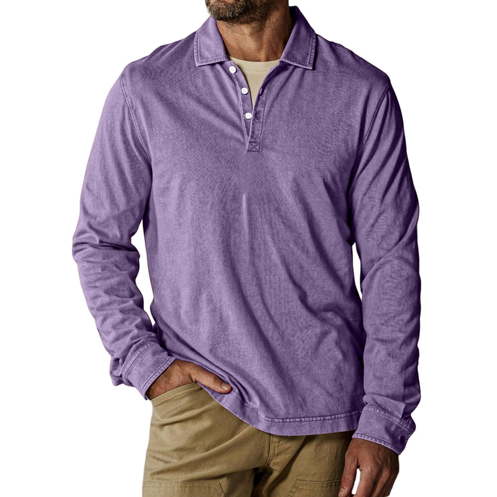 

Мужская свободная повседневная толстовка с длинными рукавами, лацканами и застежкой-молнией XL фиолетовый