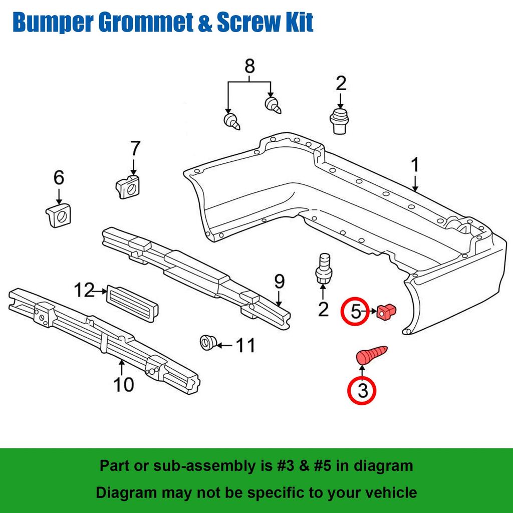 OAUTOO 10 Set Bumper Grommets with Screws for 71144-SR3-013 71144-SR3-A00 Honda Accord CR-V Civic Del Sol Prelude Acura Integra TL