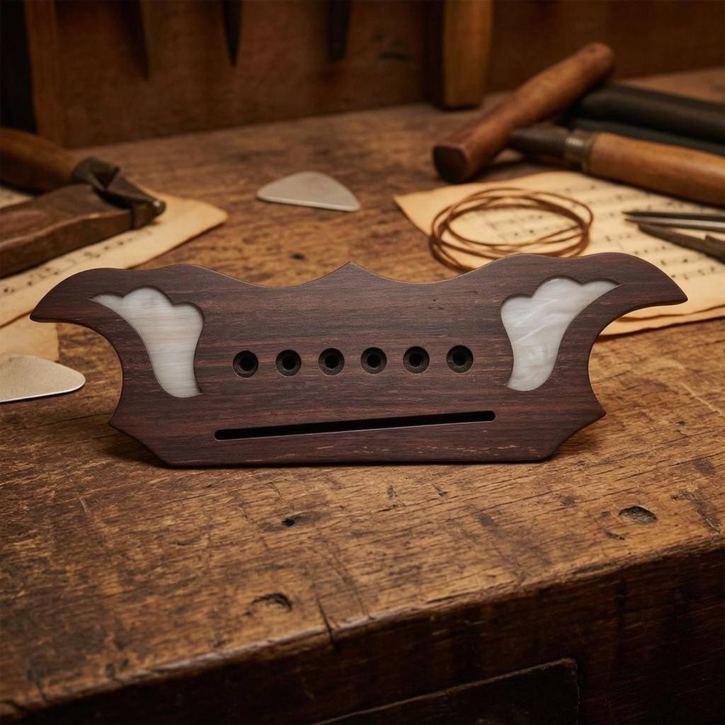 Rosewood Guitar Bridge Decorative Curved with Saddle Slot