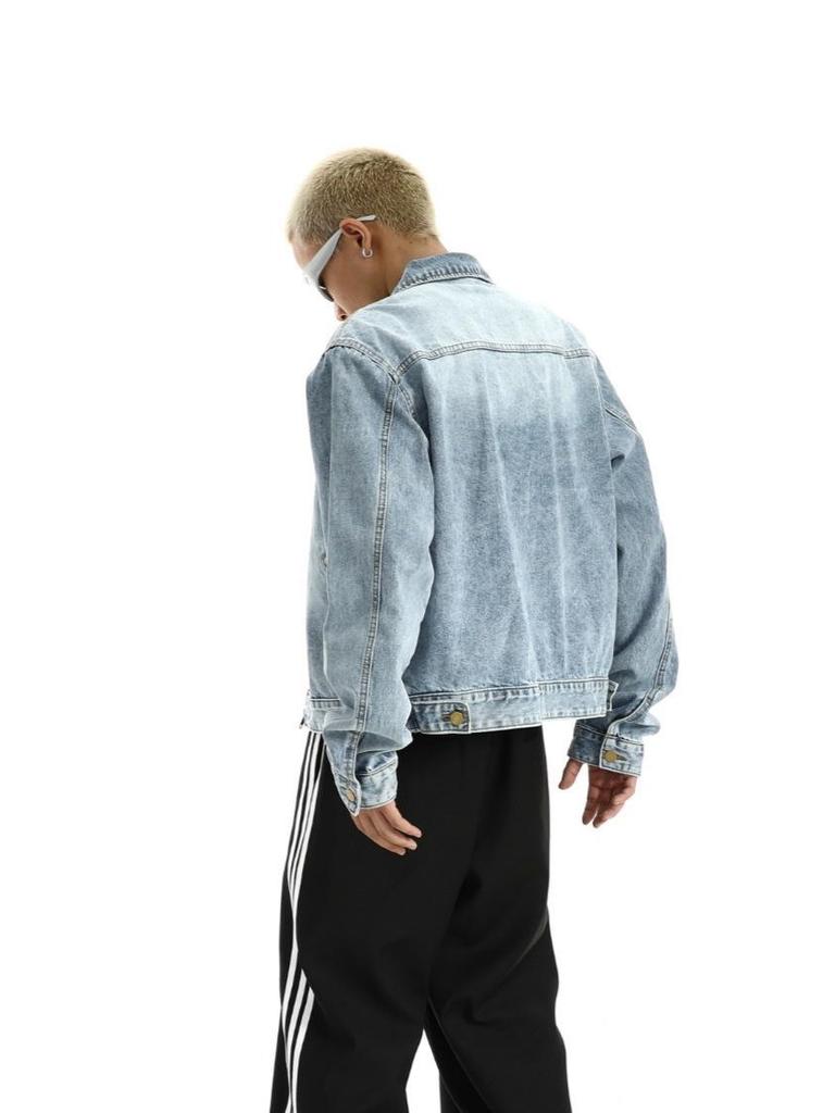 Men's Retro Washed Denim Jacket - High-End, Casual, Loose Fit for Autumn