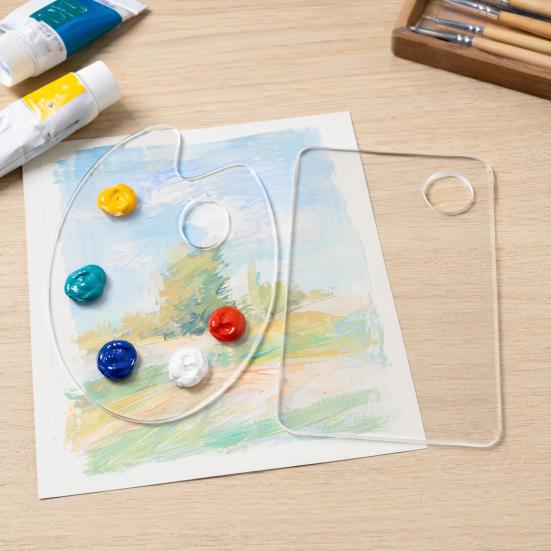 Lightweight Art Painting Palette Acrylic Paint Palette, Clear Artist Tray with Thumb Hole, Non-Stick Oil Portable Color Mixing for Acrylic,