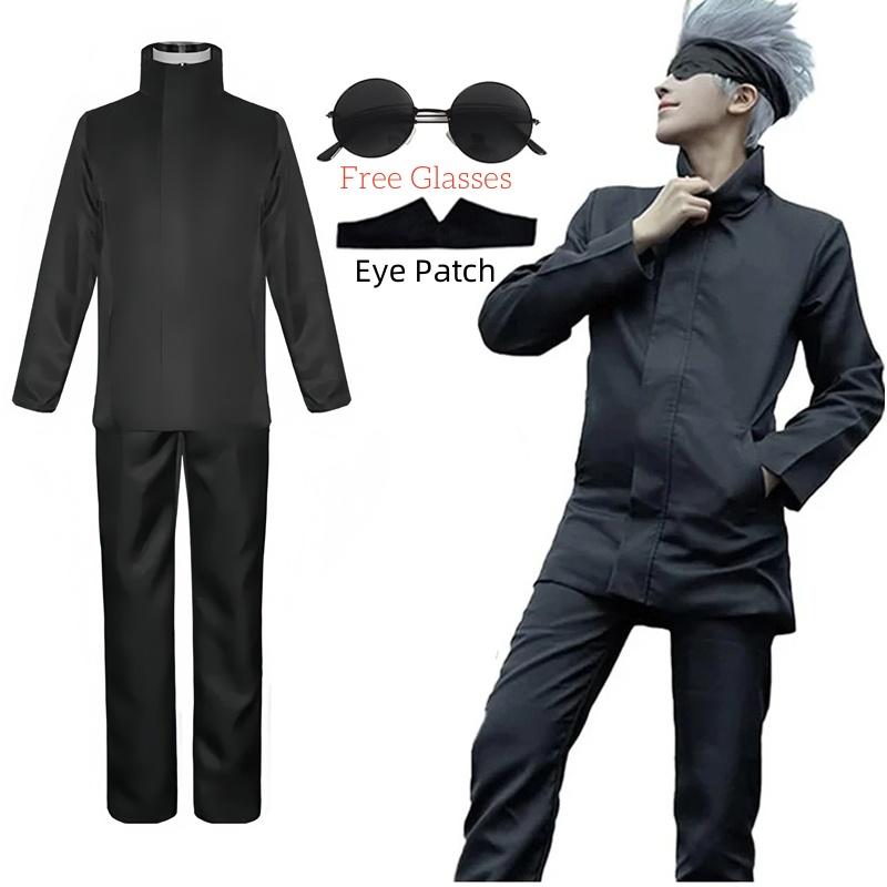 Anime Jujutsu Kaisen Gojo Satoru Costume Cosplay Cache-œil Perruques Lunettes Costume Costumes d'Halloween pour Hommes
