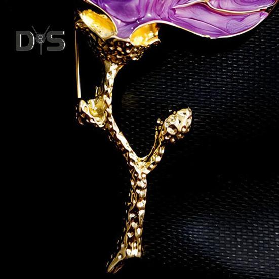 Magnolia Flower Brooch for Women Enamel Alloy Flower Lapel Pin for Jackets Dresses Coats Hats Accessories