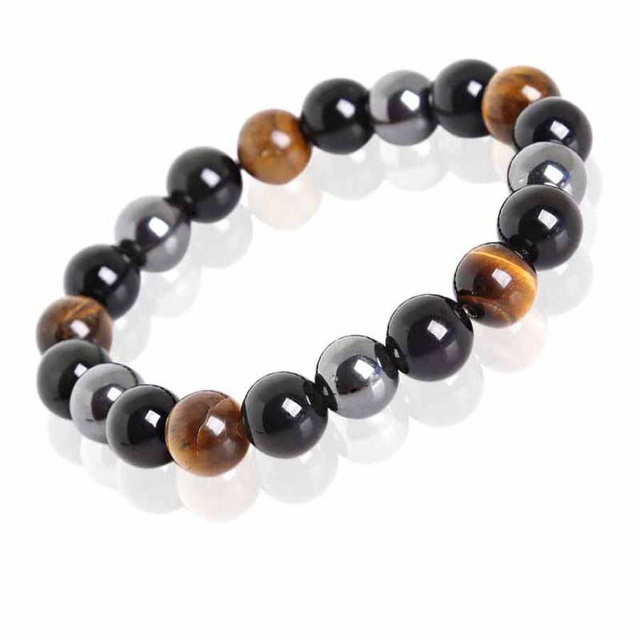 Gifts for Boyfriend Yoga Bangle Natural Hematite 8MM and 10MM Bead Elastic Bracelet for Men Wholesale
