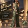 Elegant Women's Evening Dress With Ruffled Design And Shimmery Details One Shoulder Long Maxi Gown For European Styles