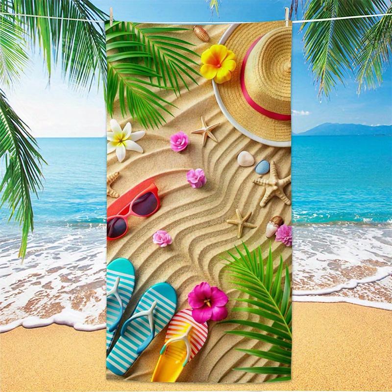 

Beach Towel Tropical Beach Scene Pattern Sun Protection Windproof Suitable For Swimming Pool Camping Travel Blanket W40*H60(CM)