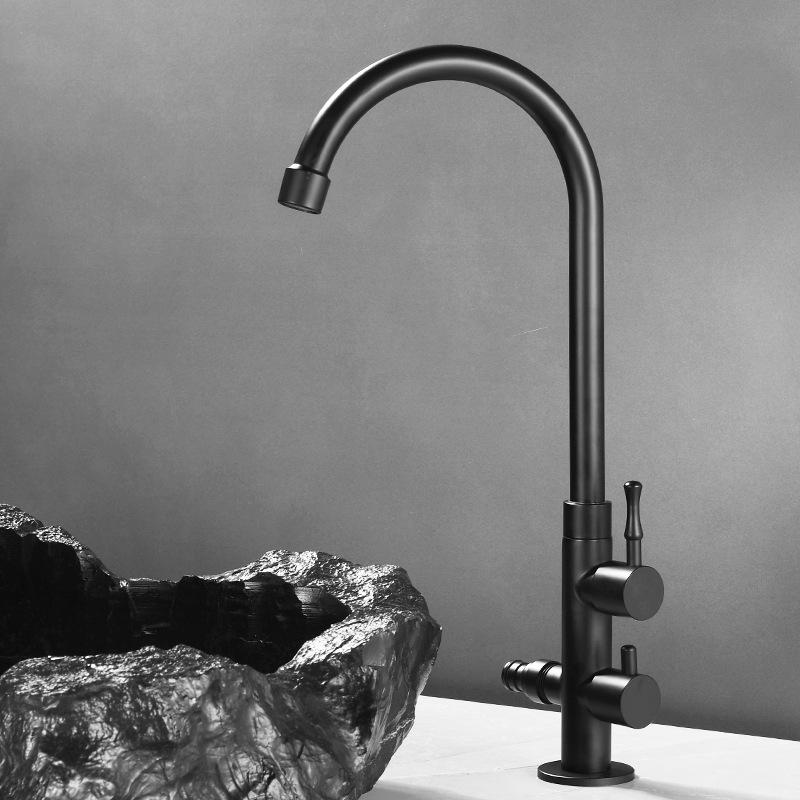 Antique single cold water Kitchen faucet European outdoor mop pool balcony faucet outdoor pool garden Black faucet