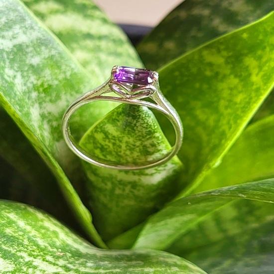 Natural  Purple Amethyst Gemstone 925 Sterling Silver Ring 7.5 US, Gift Ring