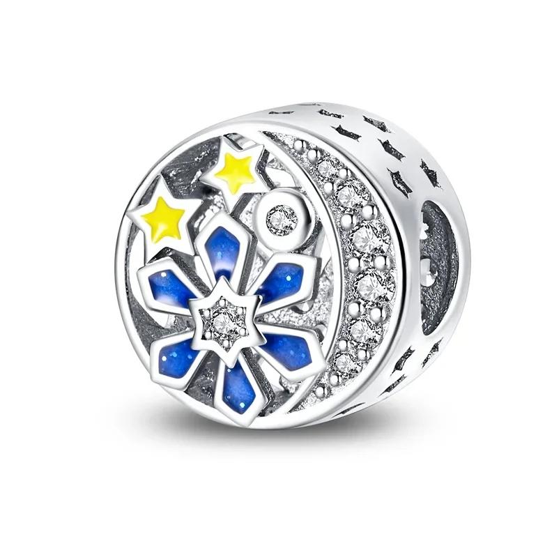 

Original Copper Christmas Candy Donut Snowflake Crystal Ball Cake Beads Charms Bracelet Diy Women Jewellery Gift