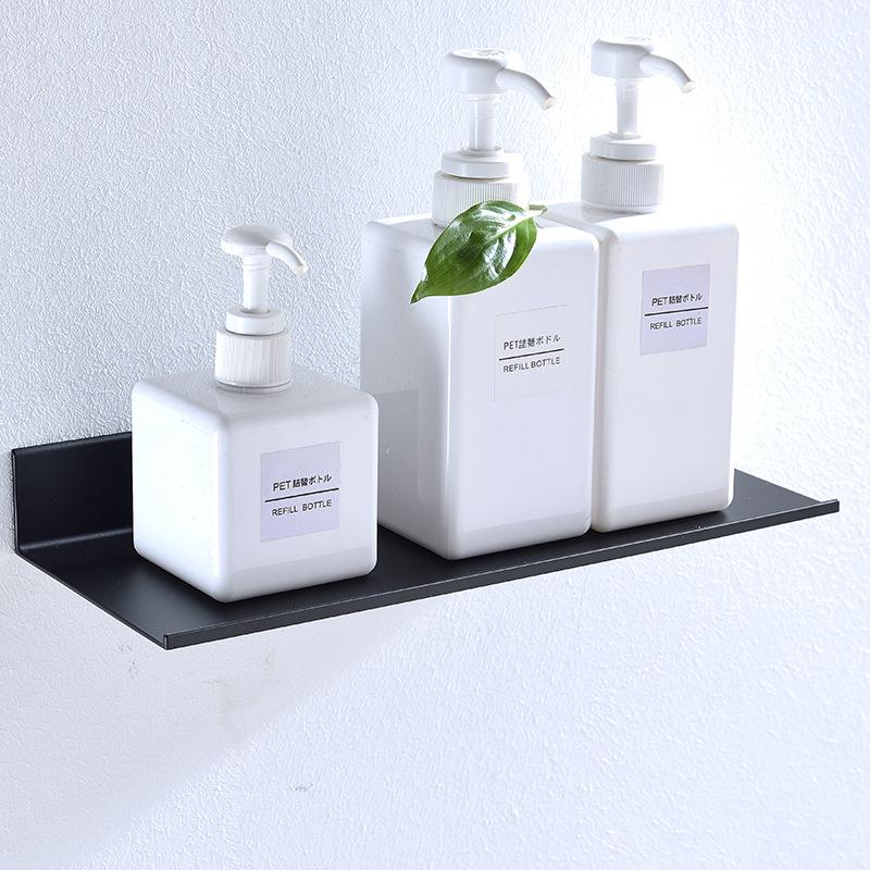 Black Bathroom Rectangular Storage Shelf Mirror Front Shelf Space Aluminum Matte Bathroom Organizer Rack60cm 2 pcs